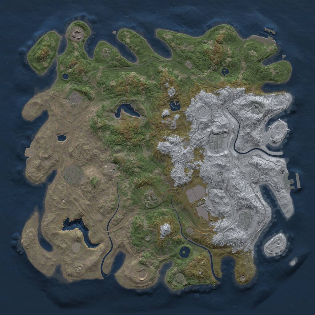 Rust Map: Procedural Map, Size: 4250, Seed: 429762943, 16 Monuments