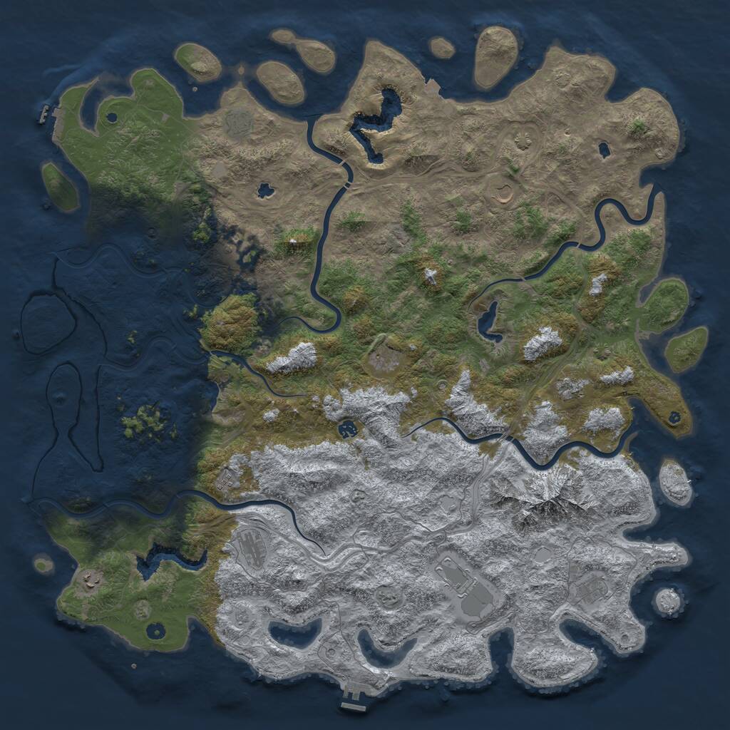 Rust Map: Procedural Map, Size: 6000, Seed: 826, 17 Monuments