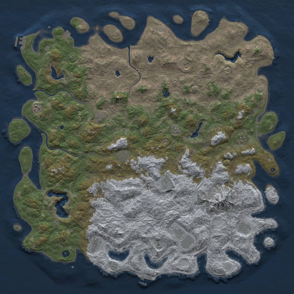 Rust Map: Procedural Map, Size: 6000, Seed: 826, 17 Monuments