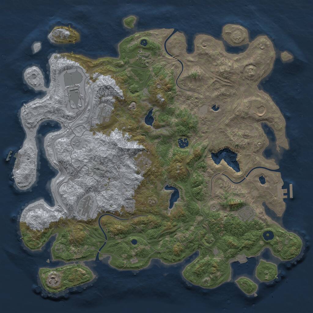 Rust Map: Procedural Map, Size: 4500, Seed: 41237, 16 Monuments