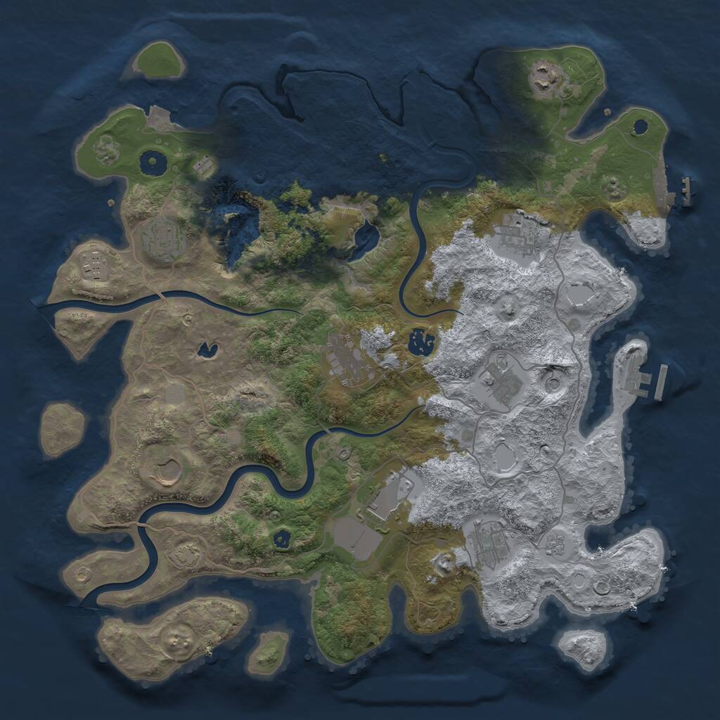Rust Map: Procedural Map, Size: 4000, Seed: 80076735, 16 Monuments