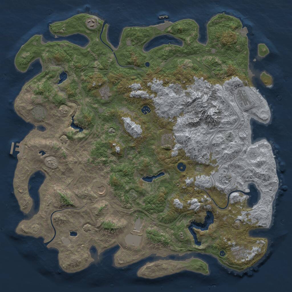 Rust Map: Procedural Map, Size: 5000, Seed: 1311375691, 17 Monuments