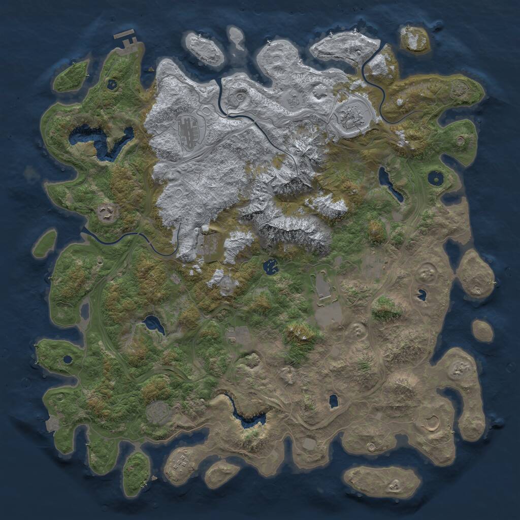 Rust Map: Procedural Map, Size: 5000, Seed: 1856911391, 16 Monuments
