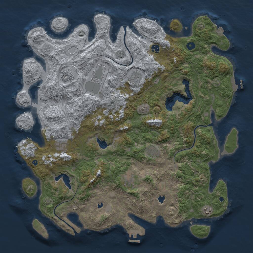 Rust Map: Procedural Map, Size: 4500, Seed: 1145932583, 14 Monuments