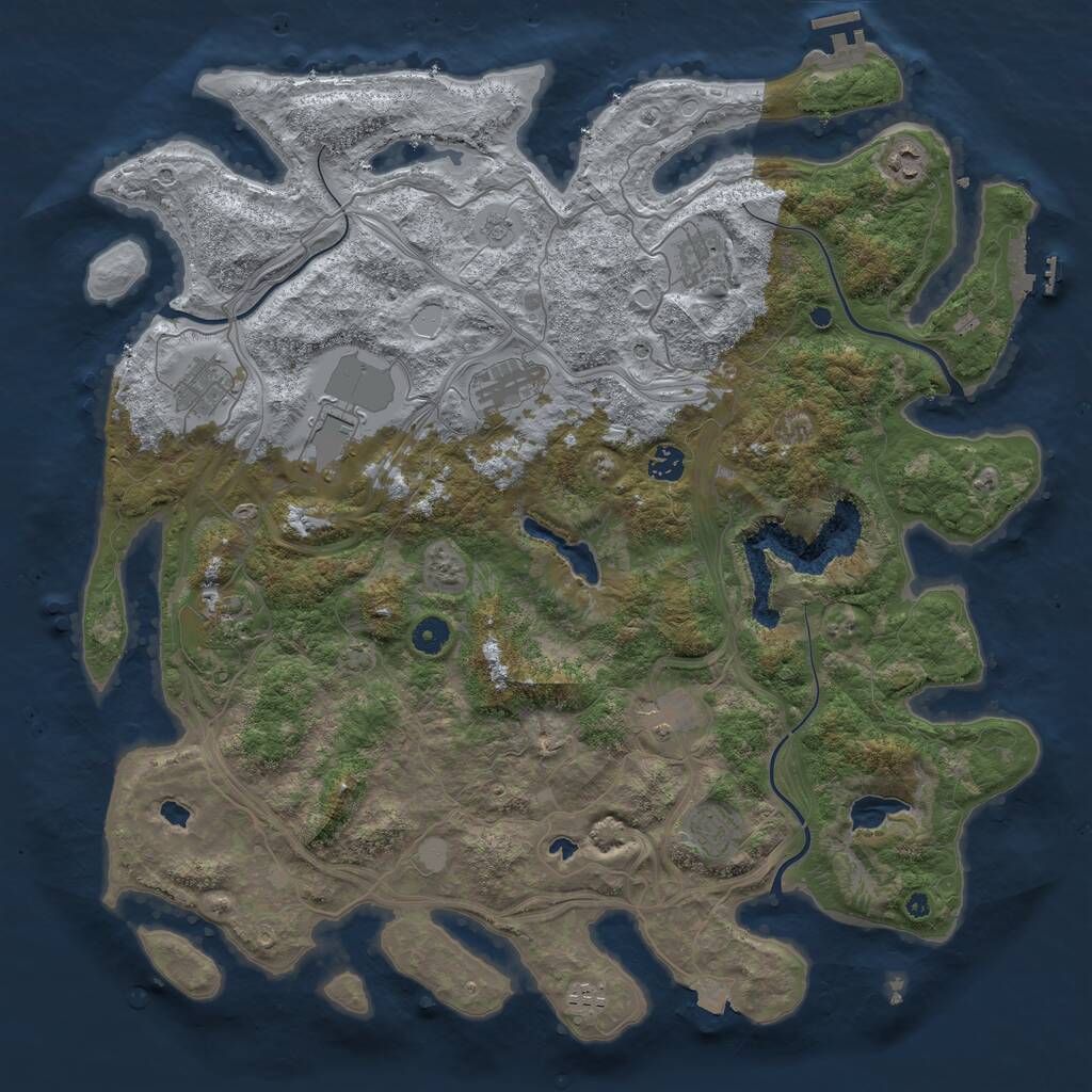 Rust Map: Procedural Map, Size: 4500, Seed: 423684284, 16 Monuments