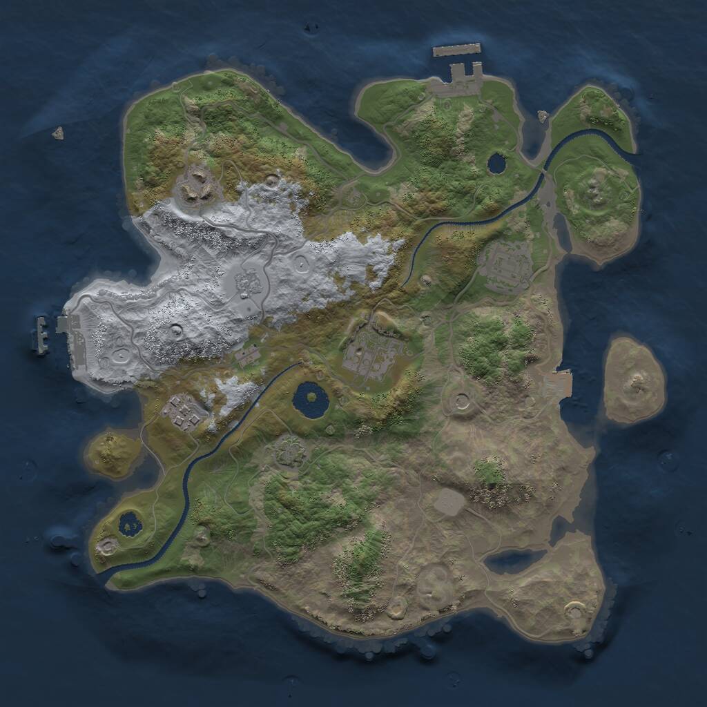 Rust Map: Procedural Map, Size: 3000, Seed: 724964752, 10 Monuments