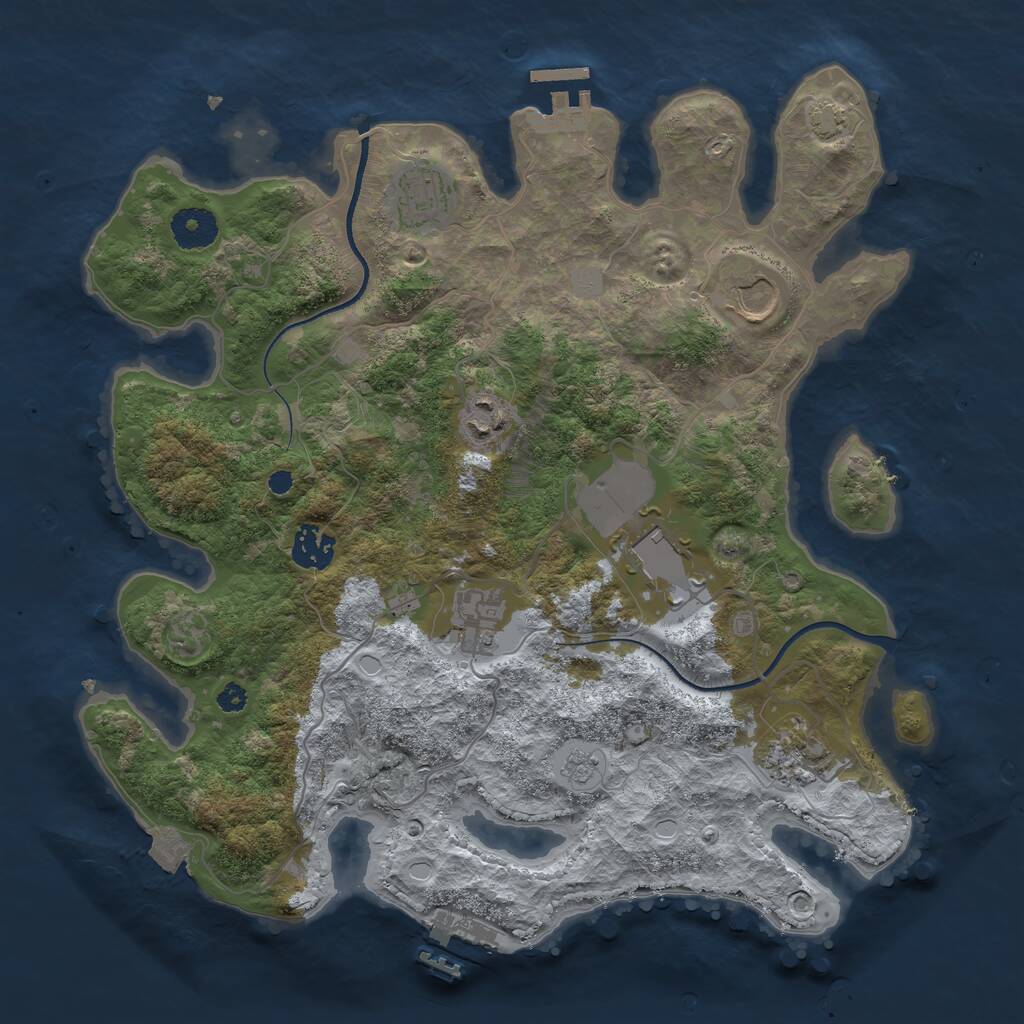 Rust Map: Procedural Map, Size: 3500, Seed: 245631, 12 Monuments