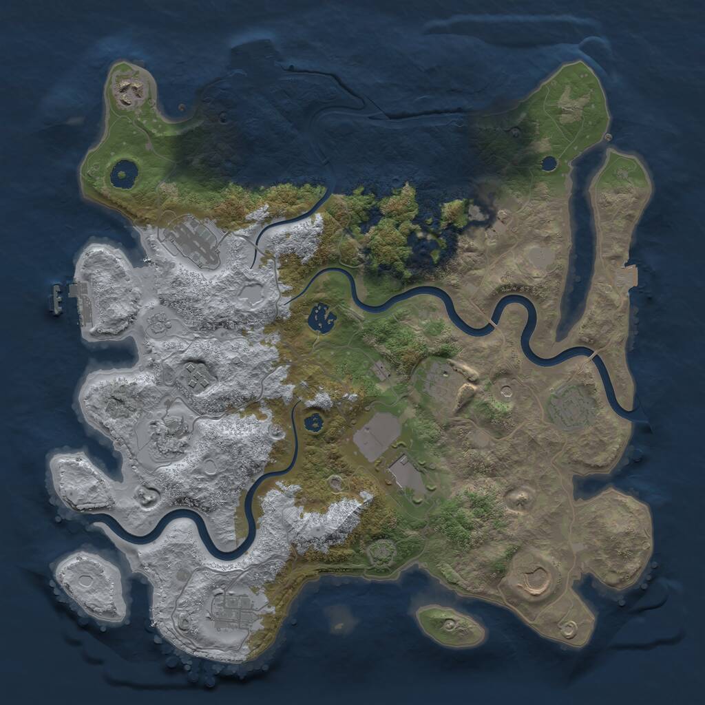 Rust Map: Procedural Map, Size: 3800, Seed: 1614944338, 17 Monuments
