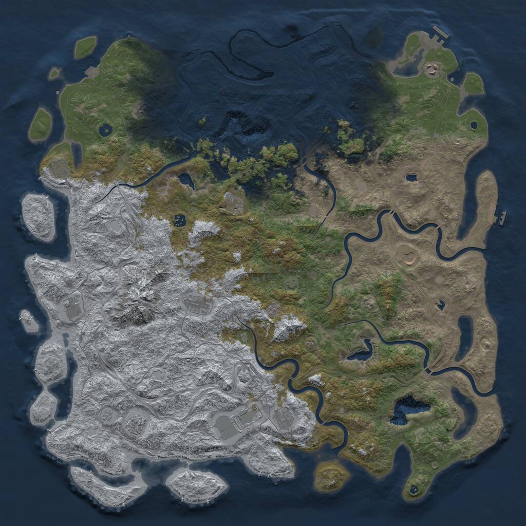 Rust Map: Procedural Map, Size: 6000, Seed: 49000, 19 Monuments