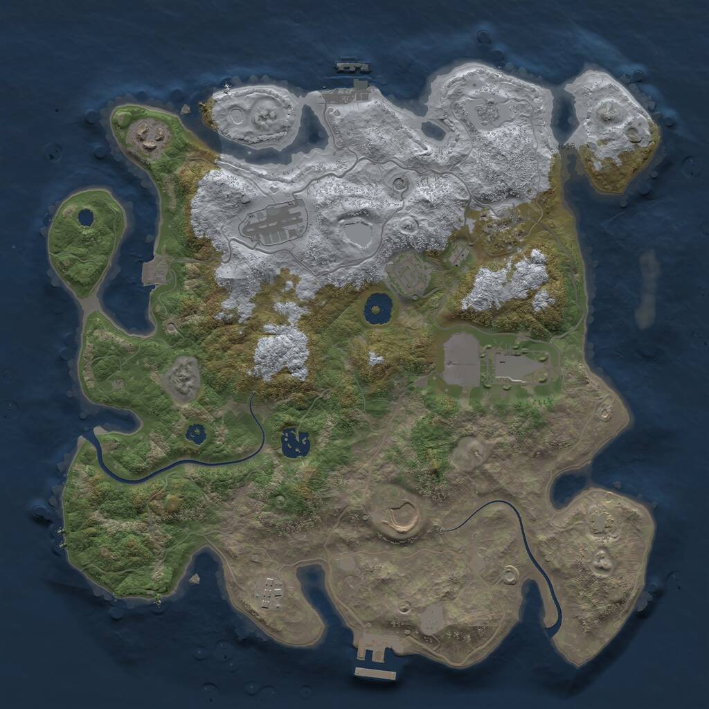 Rust Map: Procedural Map, Size: 3500, Seed: 1109871601, 14 Monuments