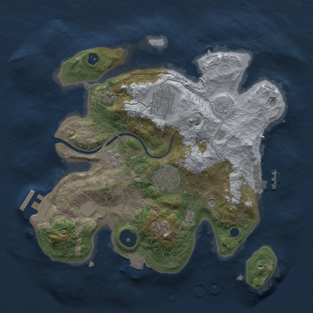 Rust Map: Procedural Map, Size: 2750, Seed: 657998613, 9 Monuments