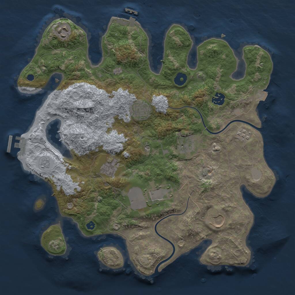 Rust Map: Procedural Map, Size: 3500, Seed: 174790087, 14 Monuments