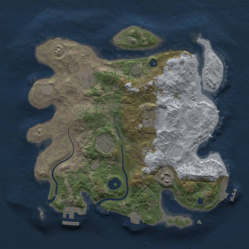 Rust Map: Procedural Map, Size: 3027, Seed: 3561972, 10 Monuments