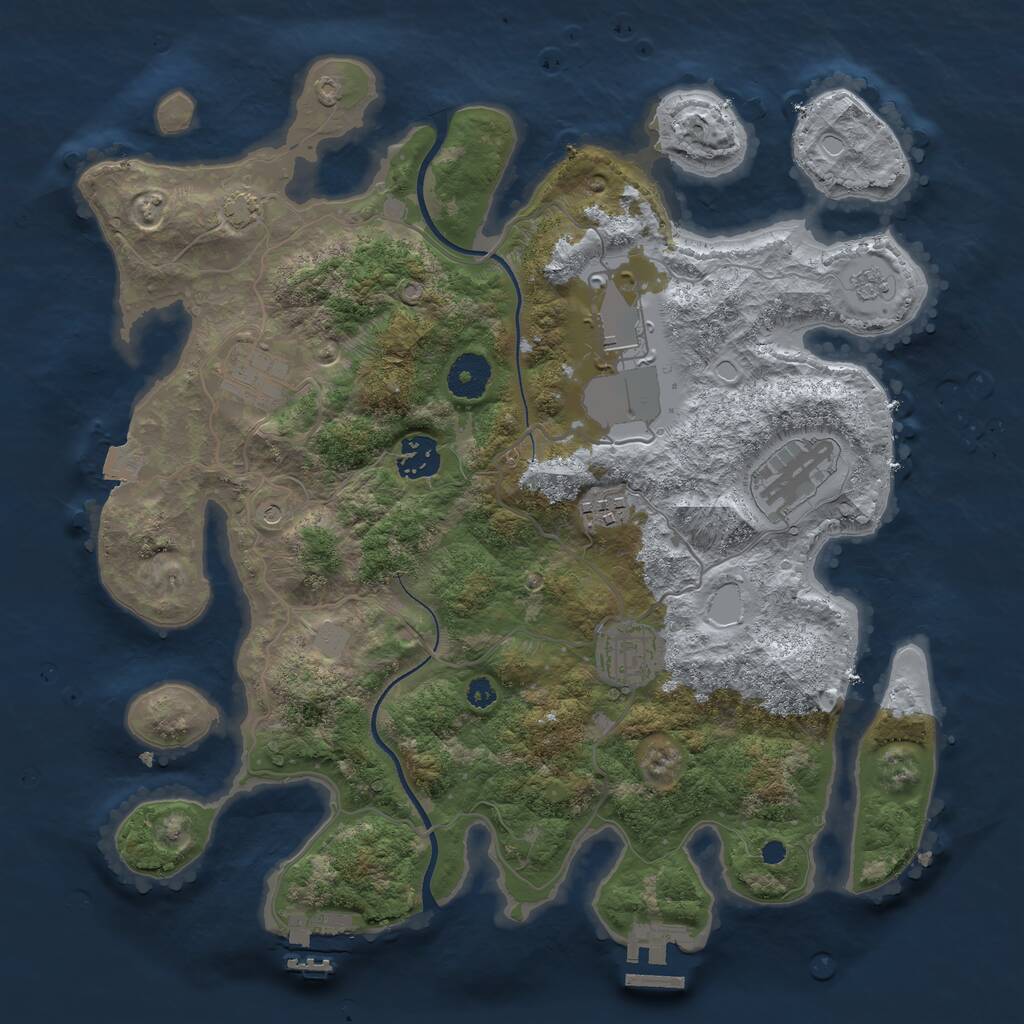 Rust Map: Procedural Map, Size: 3500, Seed: 7878566, 12 Monuments