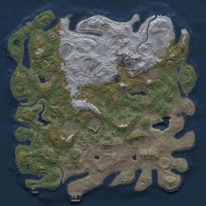 Thumbnail Rust Map: Procedural Map, Size: 5000, Seed: 1360433201, 16 Monuments