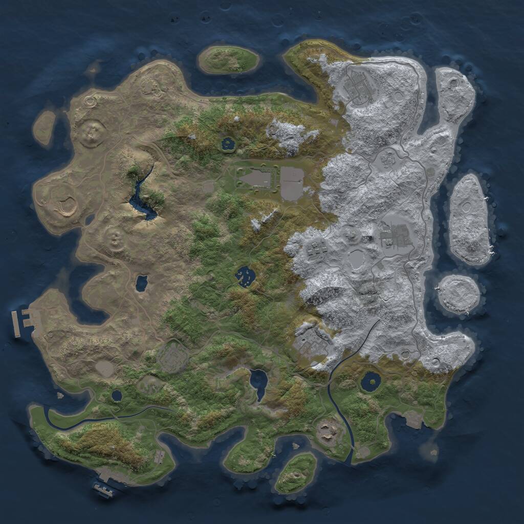 Rust Map: Procedural Map, Size: 4000, Seed: 2101456567, 17 Monuments