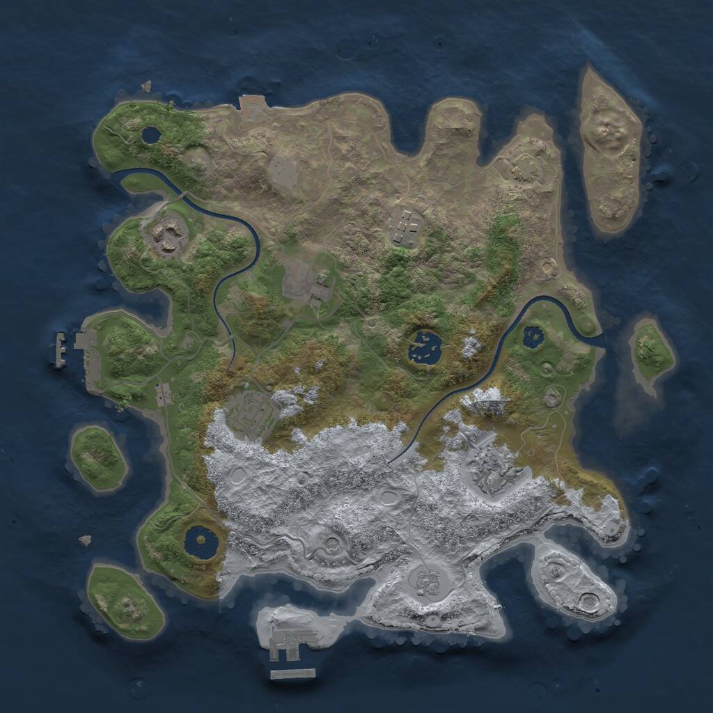 Rust Map: Procedural Map, Size: 3200, Seed: 1917789809, 12 Monuments