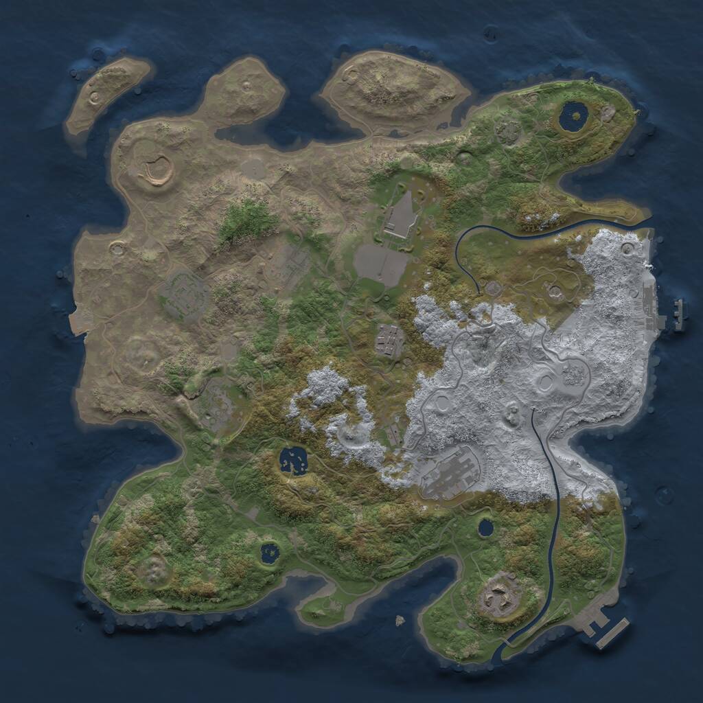 Rust Map: Procedural Map, Size: 3579, Seed: 9753, 15 Monuments