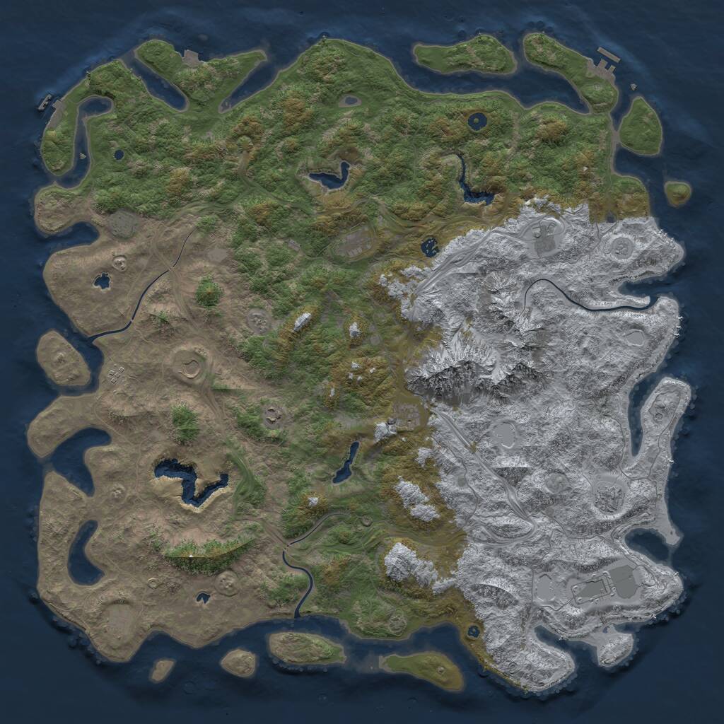 Rust Map: Procedural Map, Size: 6000, Seed: 50088, 19 Monuments