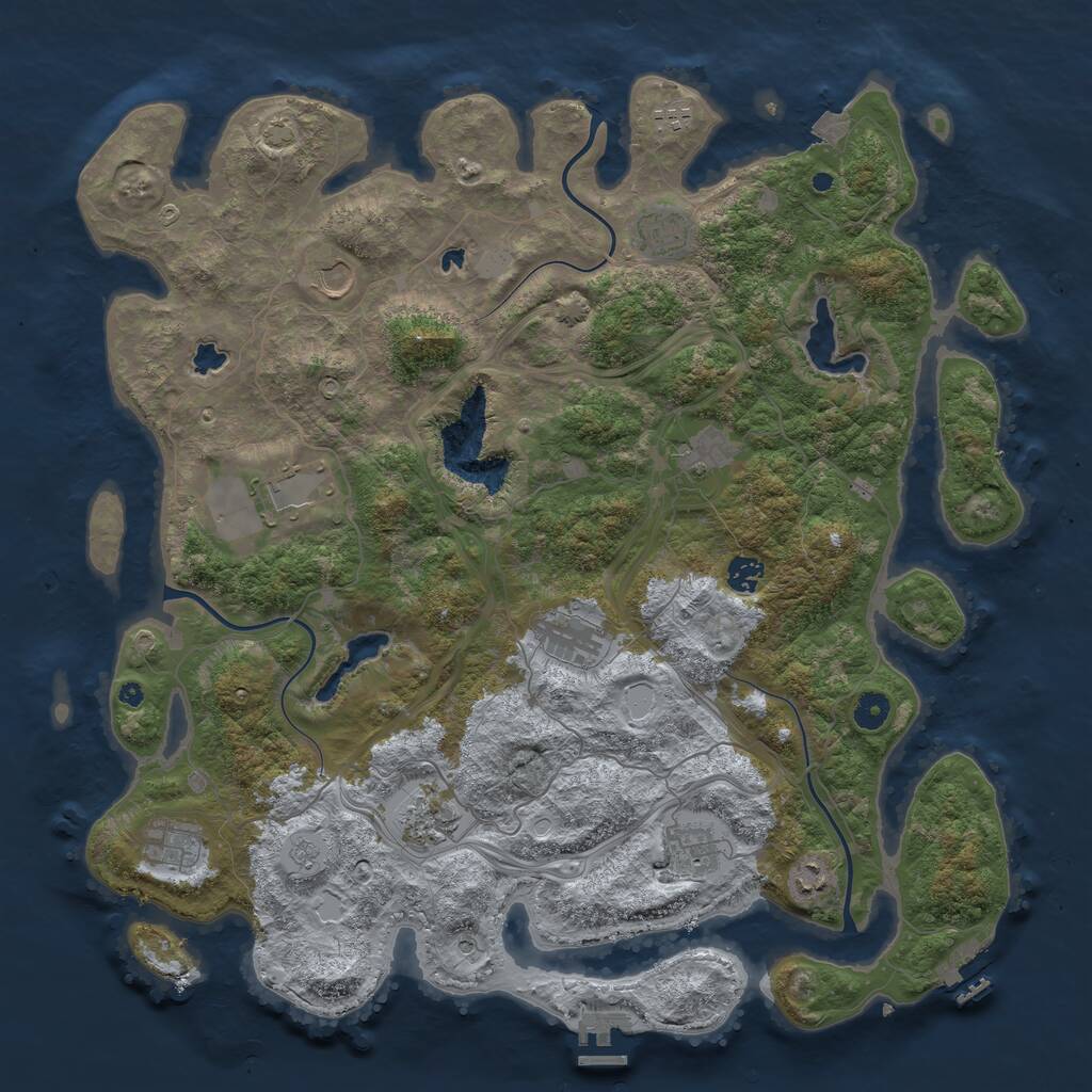 Rust Map: Procedural Map, Size: 4500, Seed: 1991152213, 17 Monuments