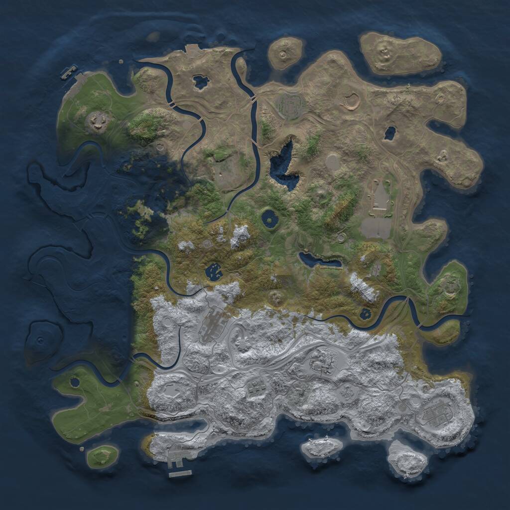 Rust Map: Procedural Map, Size: 4500, Seed: 1558099, 16 Monuments