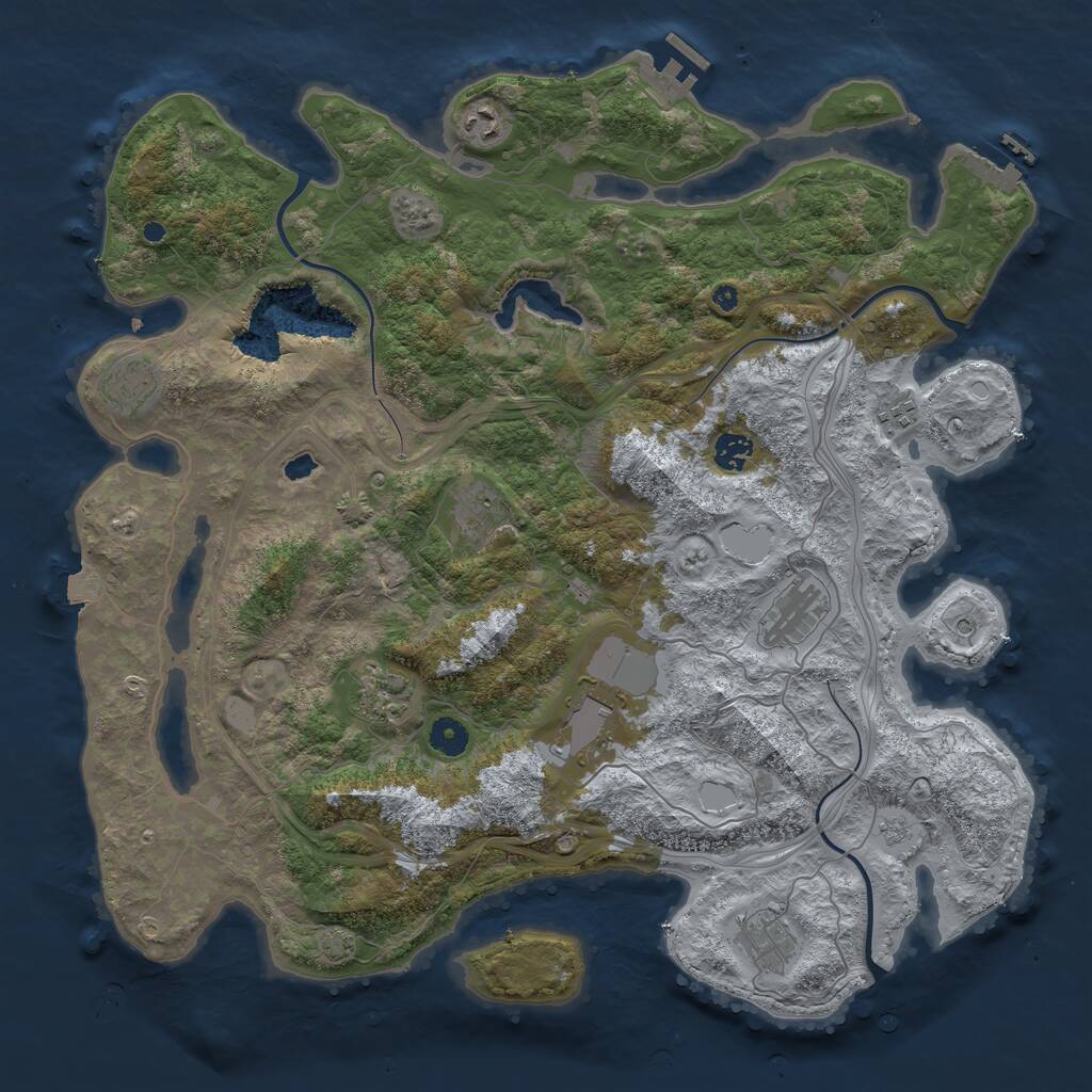 Rust Map: Procedural Map, Size: 4301, Seed: 1090091671, 15 Monuments