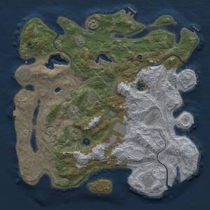 Thumbnail Rust Map: Procedural Map, Size: 4301, Seed: 1090091671, 15 Monuments