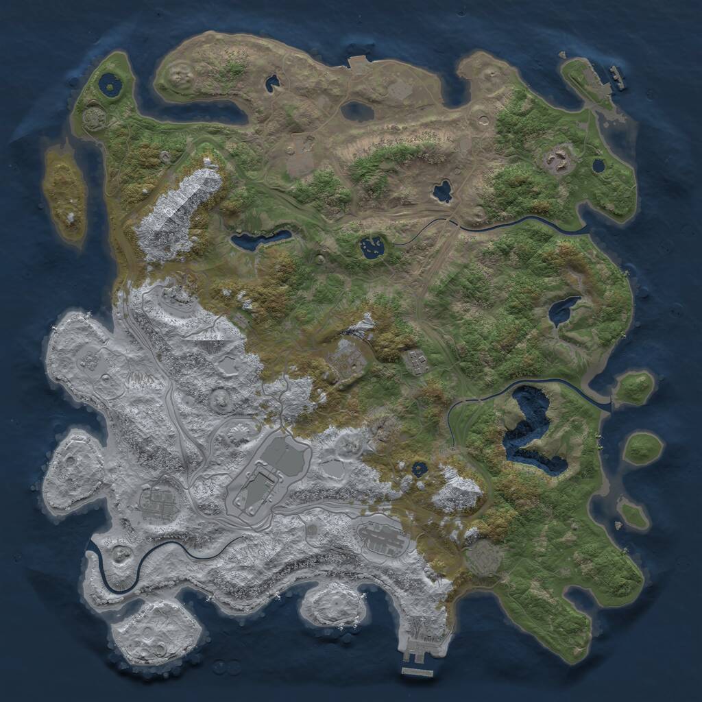 Rust Map: Procedural Map, Size: 4500, Seed: 20291, 16 Monuments