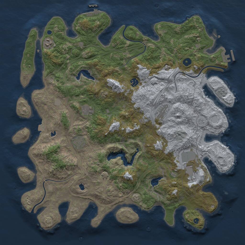 Rust Map: Procedural Map, Size: 4500, Seed: 52516, 13 Monuments