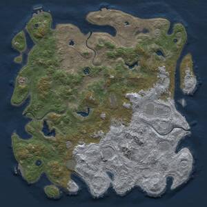 Thumbnail Rust Map: Procedural Map, Size: 5000, Seed: 594602471, 16 Monuments