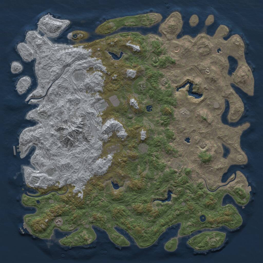 Rust Map: Procedural Map, Size: 6000, Seed: 990849242, 17 Monuments