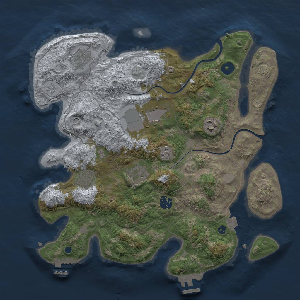 Rust Map: Procedural Map, Size: 3500, Seed: 2131518973, 13 Monuments