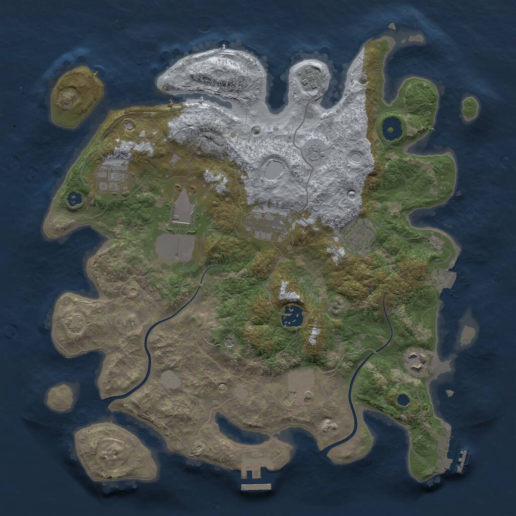 Rust Map: Procedural Map, Size: 3500, Seed: 258624659, 14 Monuments