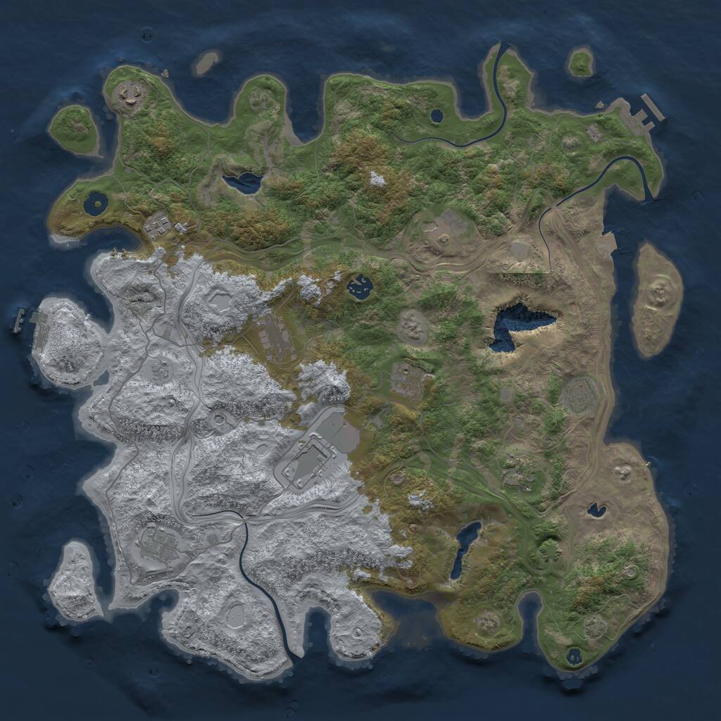 Rust Map: Procedural Map, Size: 4500, Seed: 423452, 16 Monuments