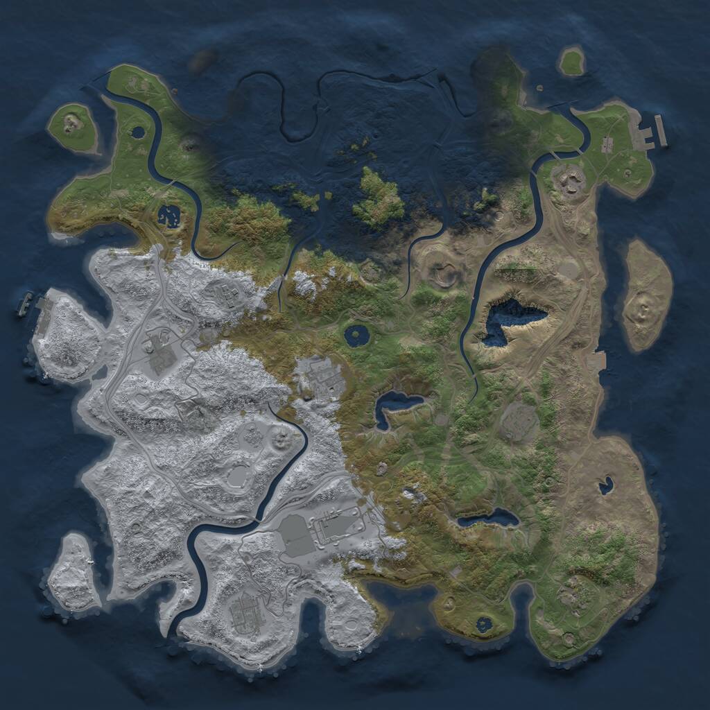 Rust Map: Procedural Map, Size: 4500, Seed: 423452, 18 Monuments