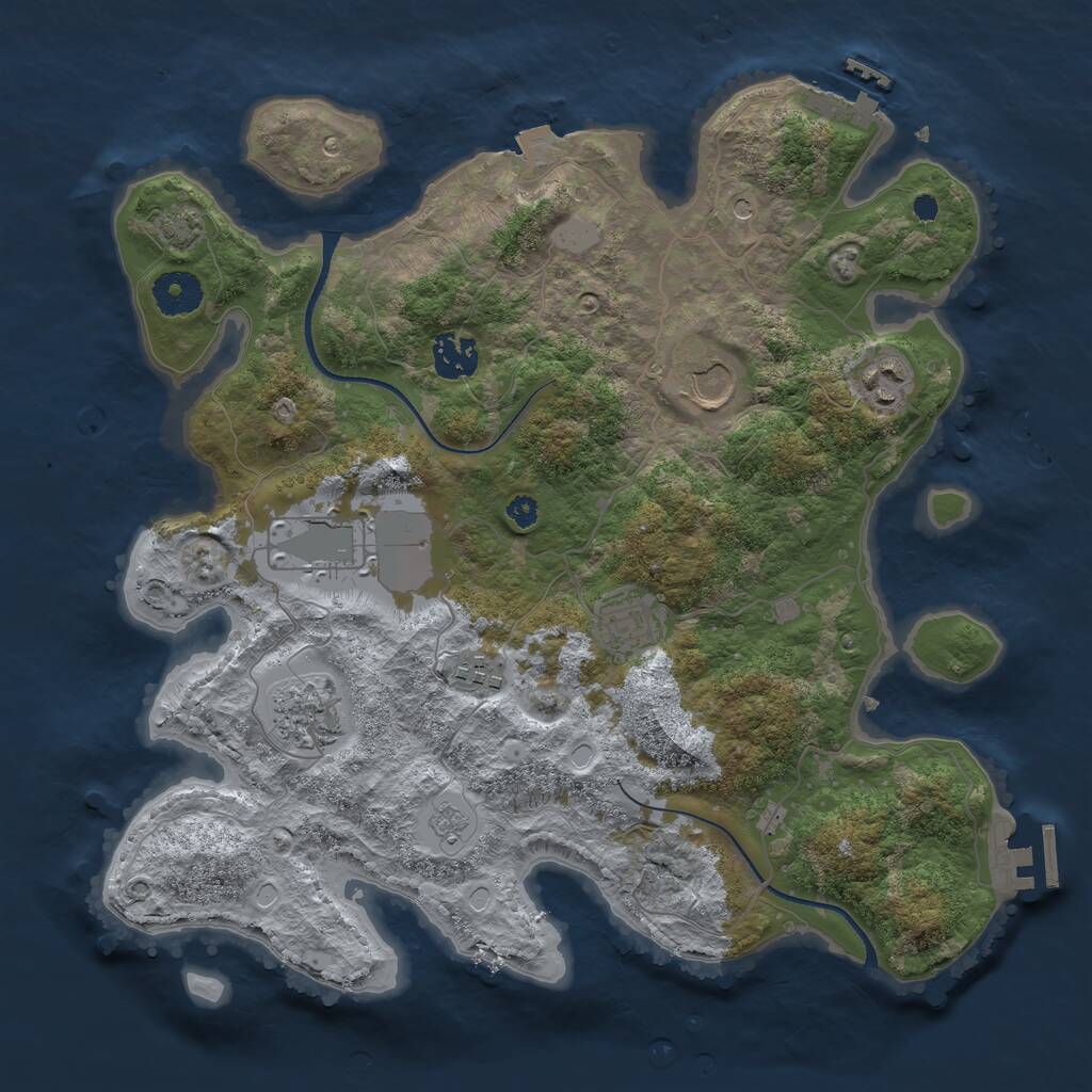 Rust Map: Procedural Map, Size: 3500, Seed: 1087296209, 13 Monuments