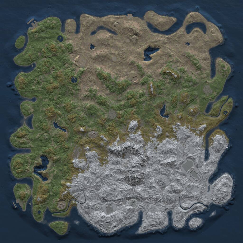 Rust Map: Procedural Map, Size: 6000, Seed: 436854567, 19 Monuments