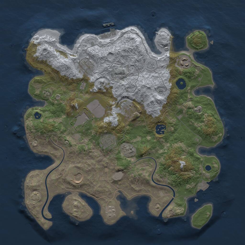 Rust Map: Procedural Map, Size: 3500, Seed: 2104270838, 13 Monuments