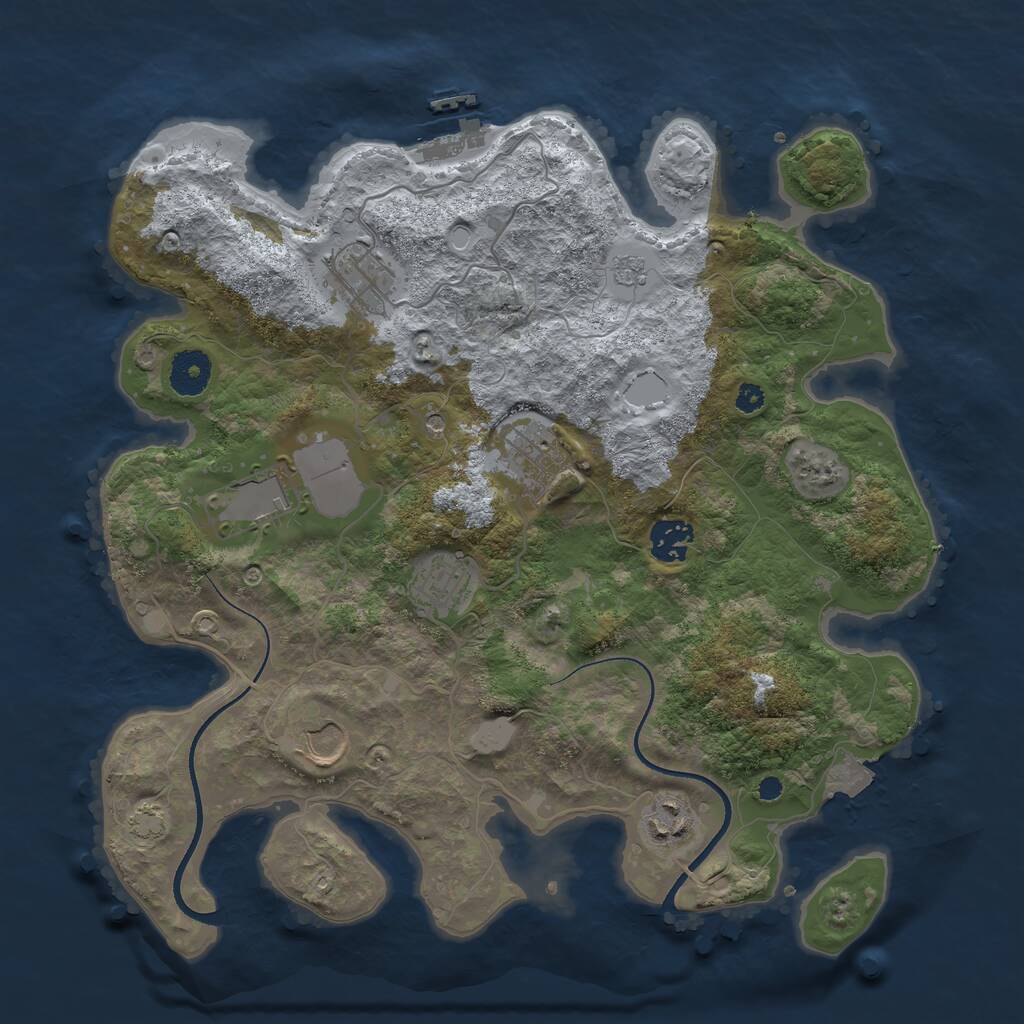 Rust Map: Procedural Map, Size: 3500, Seed: 2104270838, 12 Monuments