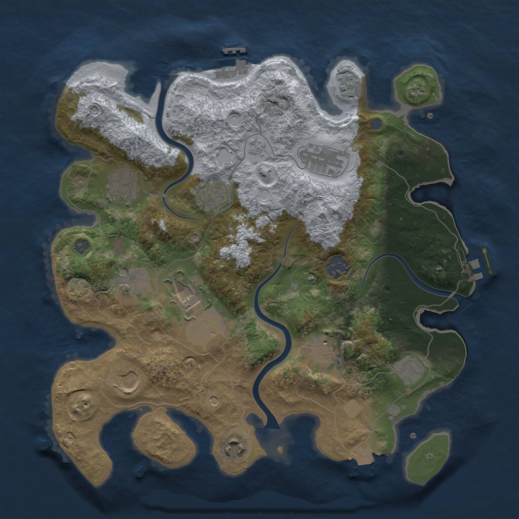 Rust Map: Procedural Map, Size: 3500, Seed: 2104270838, 18 Monuments