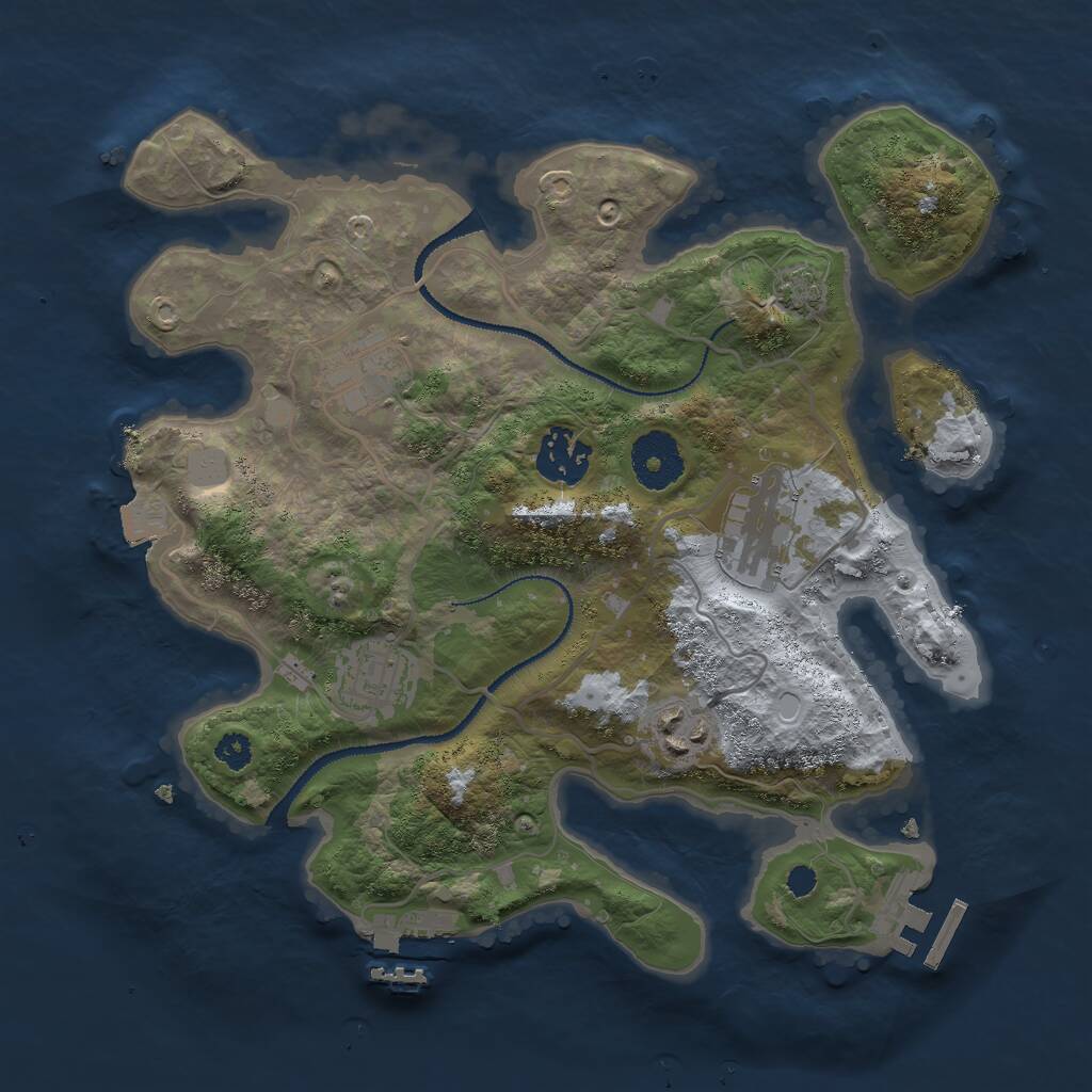 Rust Map: Procedural Map, Size: 3000, Seed: 969349428, 9 Monuments