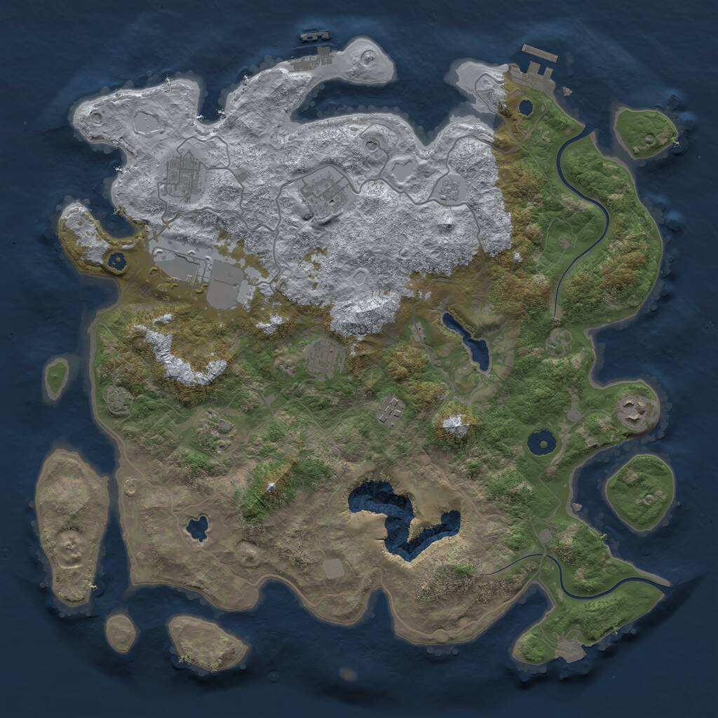 Rust Map: Procedural Map, Size: 4000, Seed: 1020241, 13 Monuments