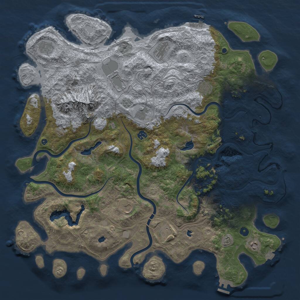 Rust Map: Procedural Map, Size: 5000, Seed: 342564256, 16 Monuments