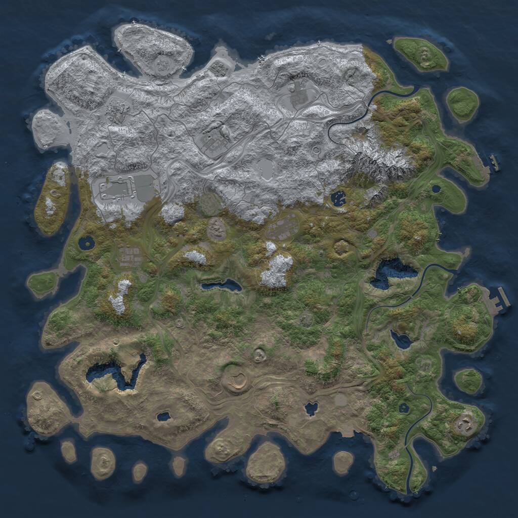 Rust Map: Procedural Map, Size: 5000, Seed: 342564256, 17 Monuments