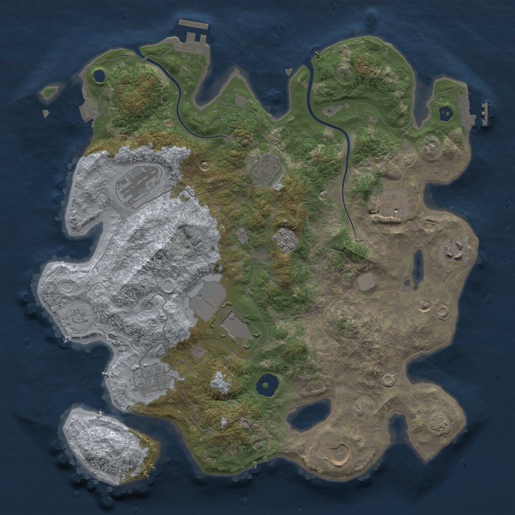 Rust Map: Procedural Map, Size: 3500, Seed: 1893133411, 14 Monuments