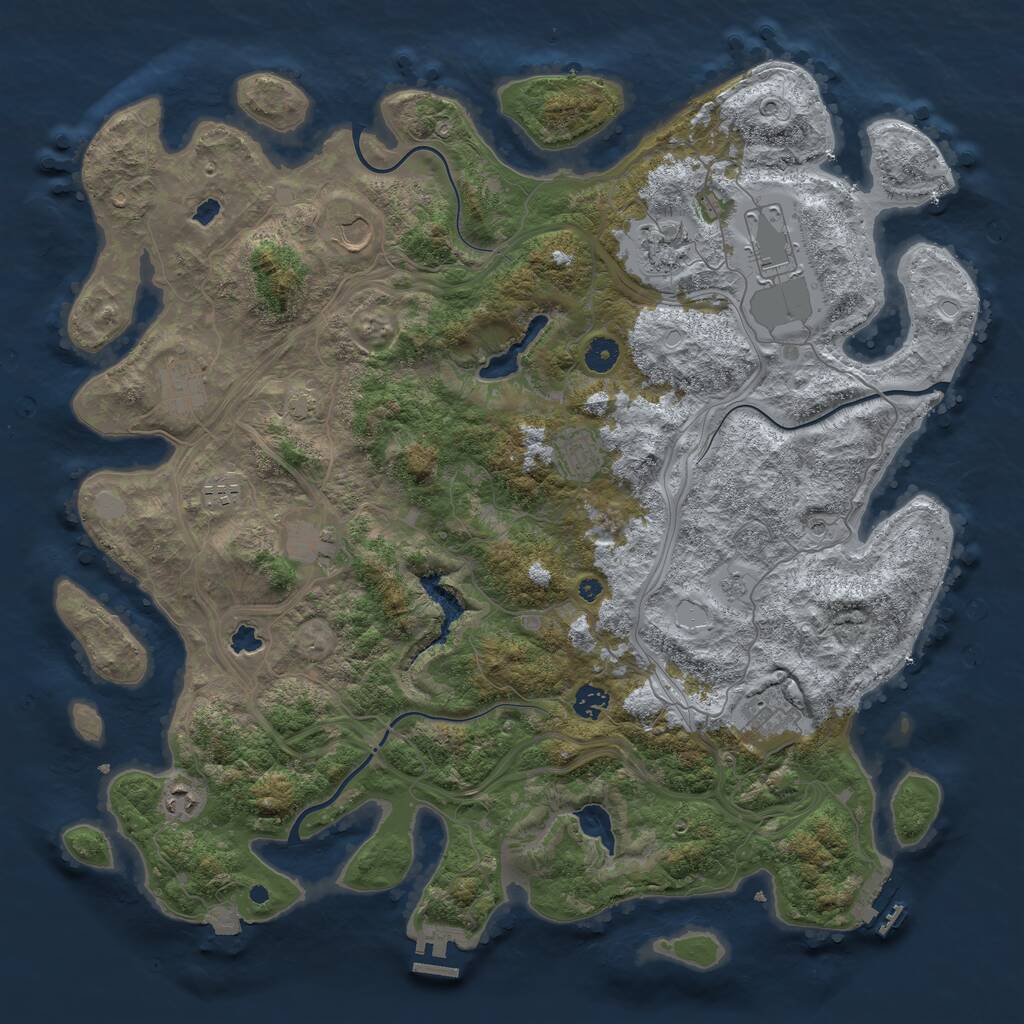 Rust Map: Procedural Map, Size: 4500, Seed: 452284435, 16 Monuments