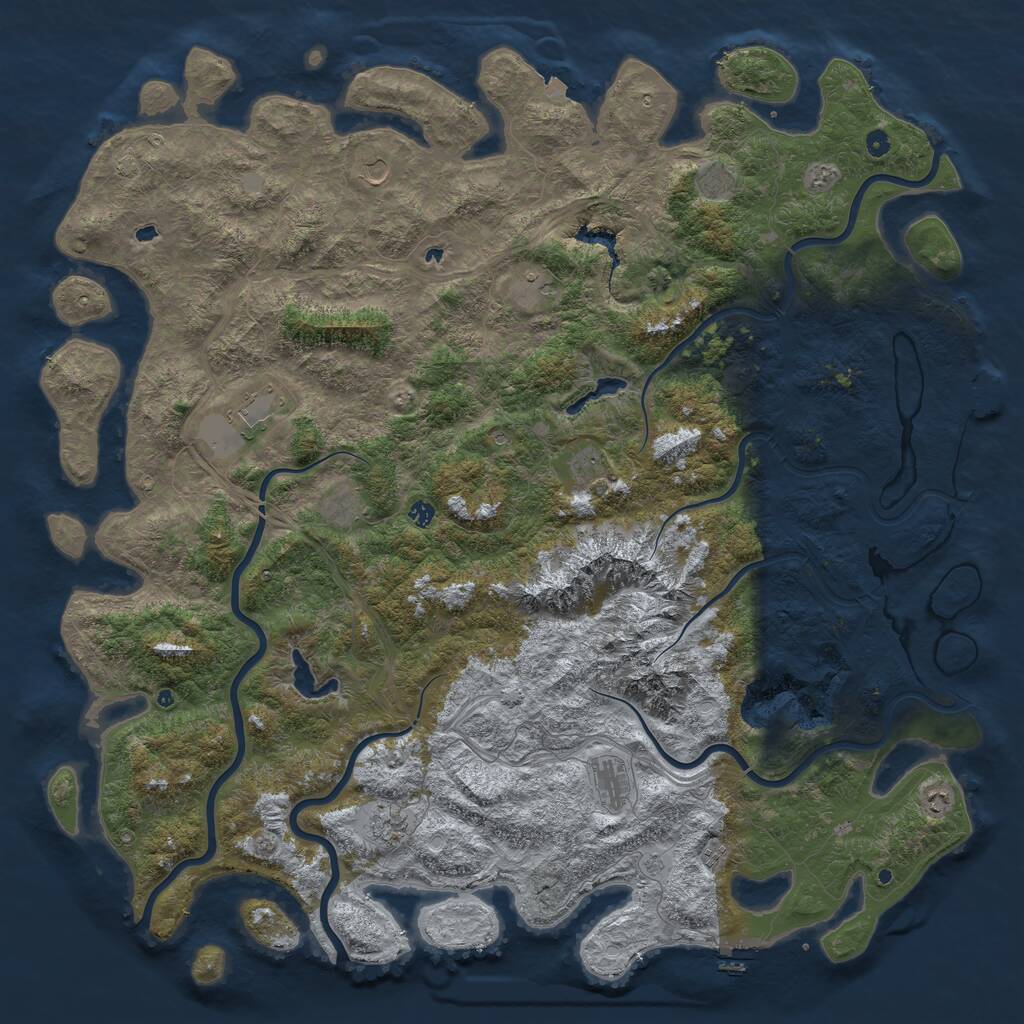 Rust Map: Procedural Map, Size: 6000, Seed: 965627980, 17 Monuments