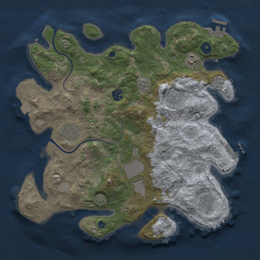 Rust Map: Procedural Map, Size: 3500, Seed: 1427181015, 13 Monuments