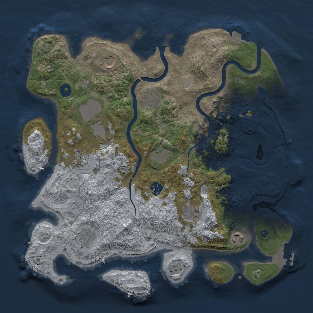 Rust Map: Procedural Map, Size: 3750, Seed: 735002641, 16 Monuments
