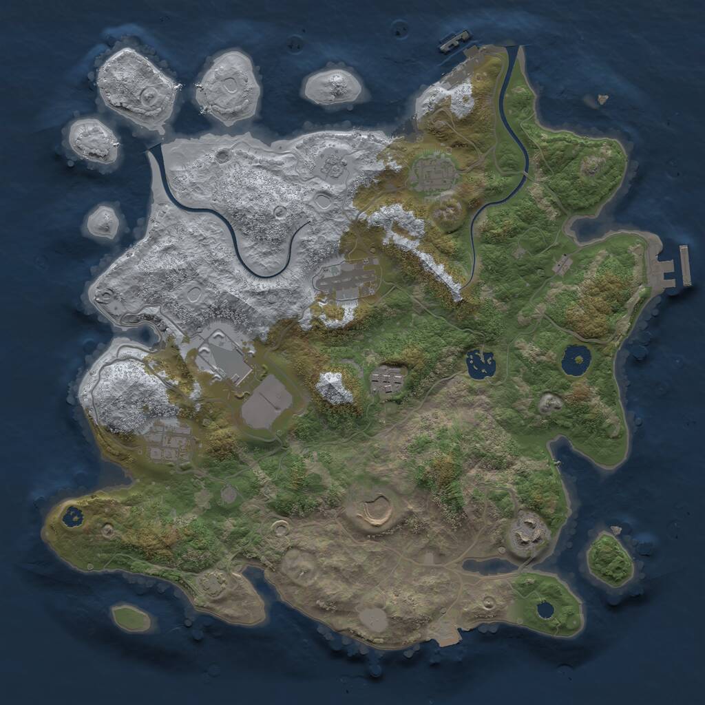 Rust Map: Procedural Map, Size: 3500, Seed: 2064299590, 13 Monuments